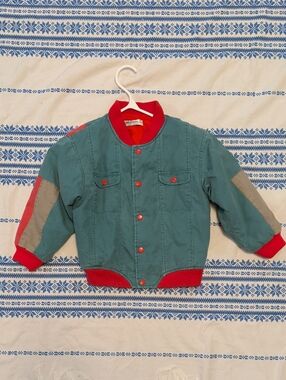 Kids Vintage 90s Red & Teal Bomber Jacket 4T/5T (Asian Size 110)
